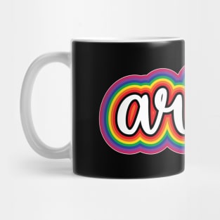 Aries Astrology Script Typography Gay Pride Rainbow Mug